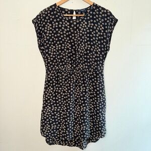 Madewell Silk Dress Casual Size 0 Black Excellent Floral Boho Summer Everyday